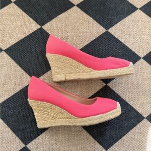 J. Crew Coral Wedge Espadrilles
